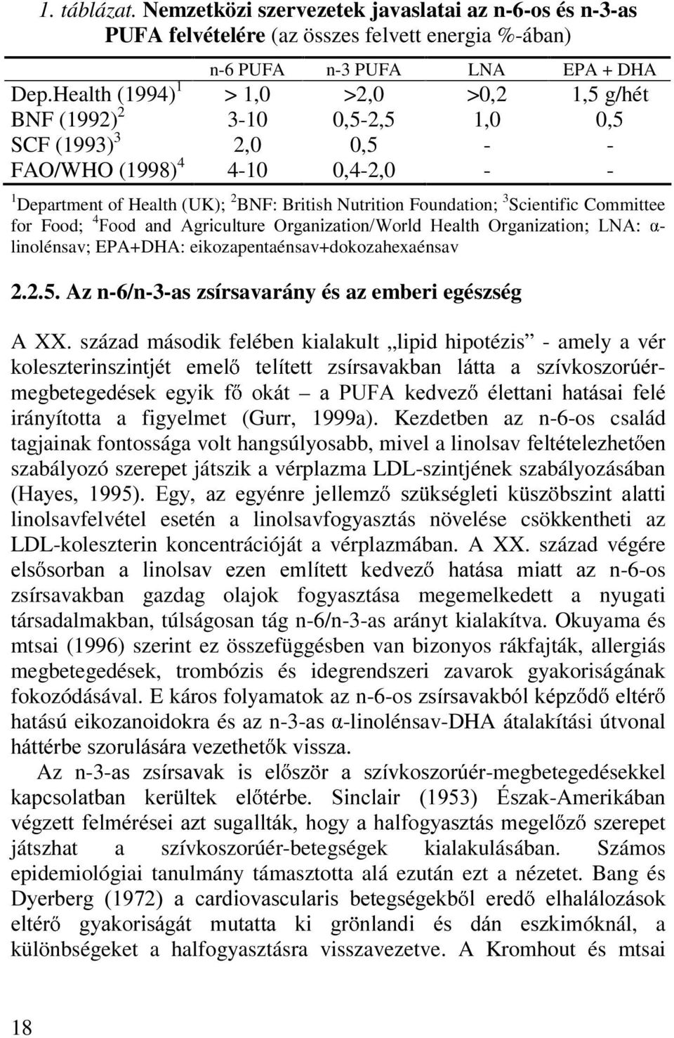 Foundation; 3 Scientific Committee for Food; 4 )RRG DQG $JULFXOWXUH 2UJDQL]DWLRQ:RUOG +HDOWK 2UJDQL]DWLRQ /1$ - linolénsav; EPA+DHA: eikozapentaénsav+dokozahexaénsav 2.2.5.