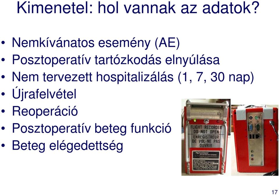 elnyúlása Nem tervezett hospitalizálás (1, 7, 30