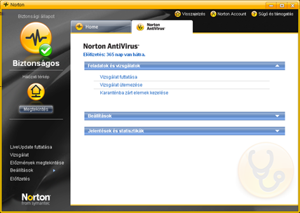 8 Első lépések A főablak felfedezése A fő ablak használata Lásd, A Norton AntiVirus elindítása, 7. oldal 1 Indítsa el a Norton AntiVirus programot.