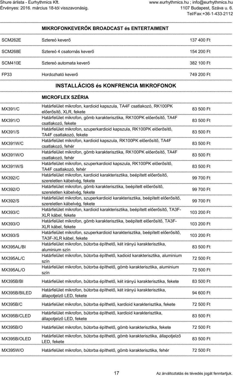 mikrofon, kardioid kapszula, TA4F csatlakozó, RK100PK előerősítő, XLR, fekete Határfelület mikrofon, gömb karakterisztika, RK100PK előerősítő, TA4F csatlakozó, fekete Határfelület mikrofon,