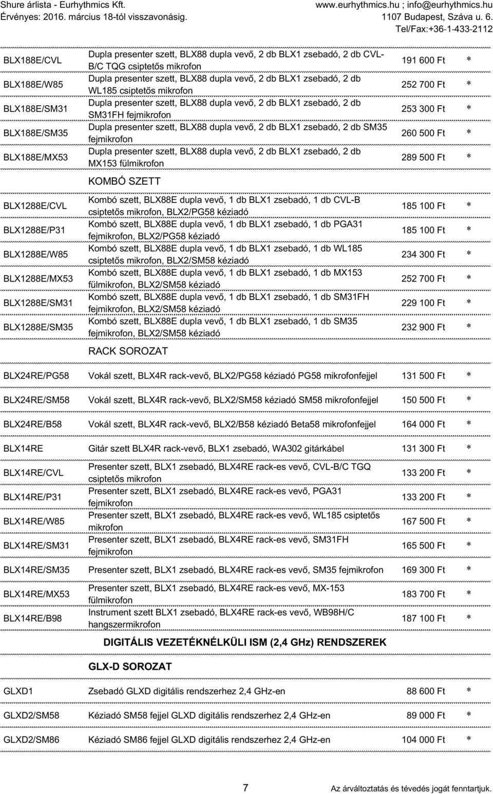 db SM31FH fejmikrofon Dupla presenter szett, BLX88 dupla vevő, 2 db BLX1 zsebadó, 2 db SM35 fejmikrofon Dupla presenter szett, BLX88 dupla vevő, 2 db BLX1 zsebadó, 2 db MX153 fülmikrofon KOMBÓ SZETT