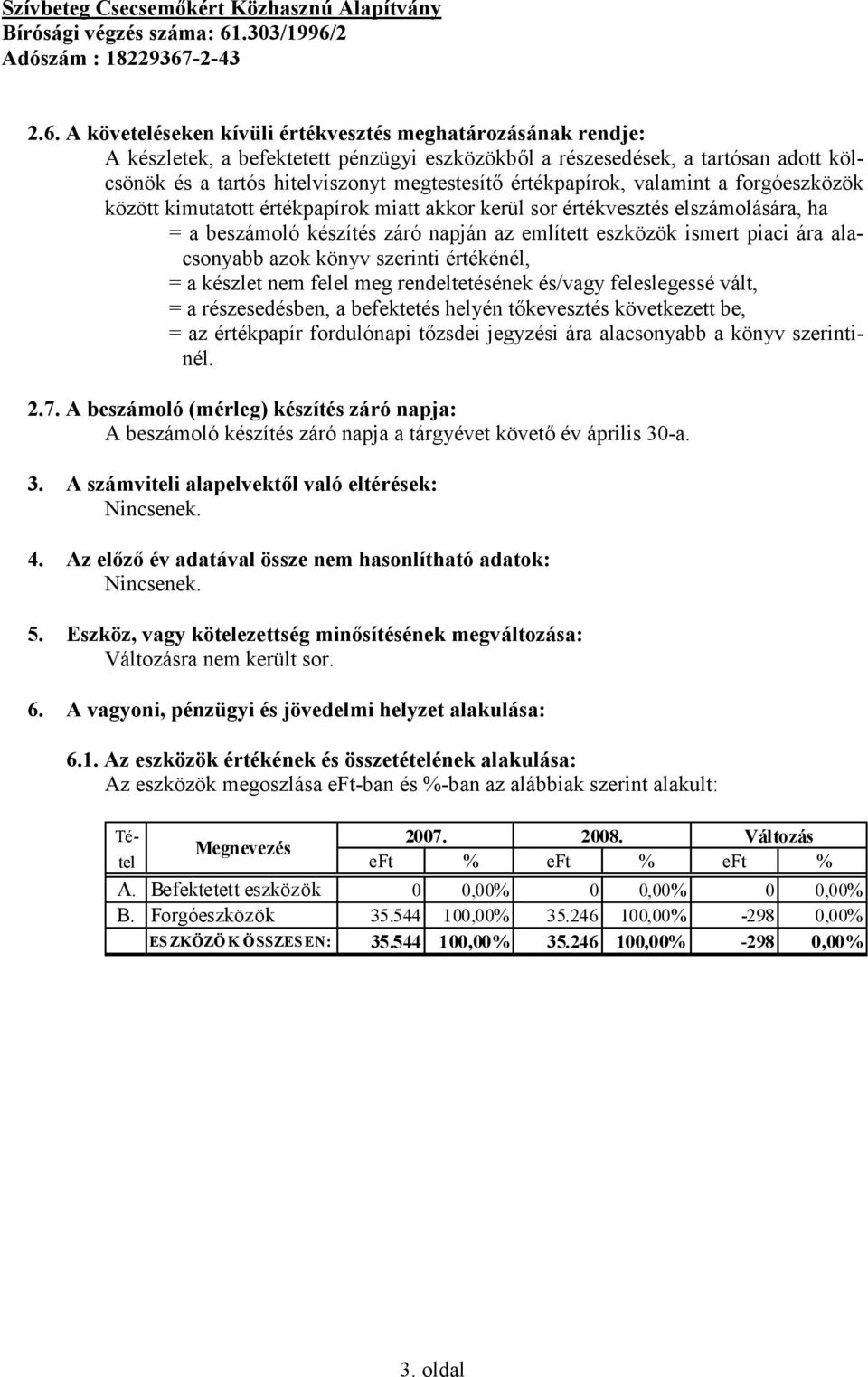 A vagyoni, pénzügyi és jövedelmi helyzet alakulása: 6.