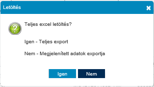 A Trade Reporting rendszer lehetőséget biztosít a Jelentés monitoring felületen lekérdezett és megjelenített jelentések minden adatának excel táblázatba történő exportjára.