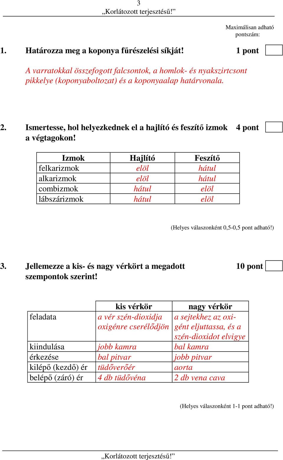 Ismertesse, hol helyezkednek el a hajlító és feszítő izmok 4 pont a végtagokon!