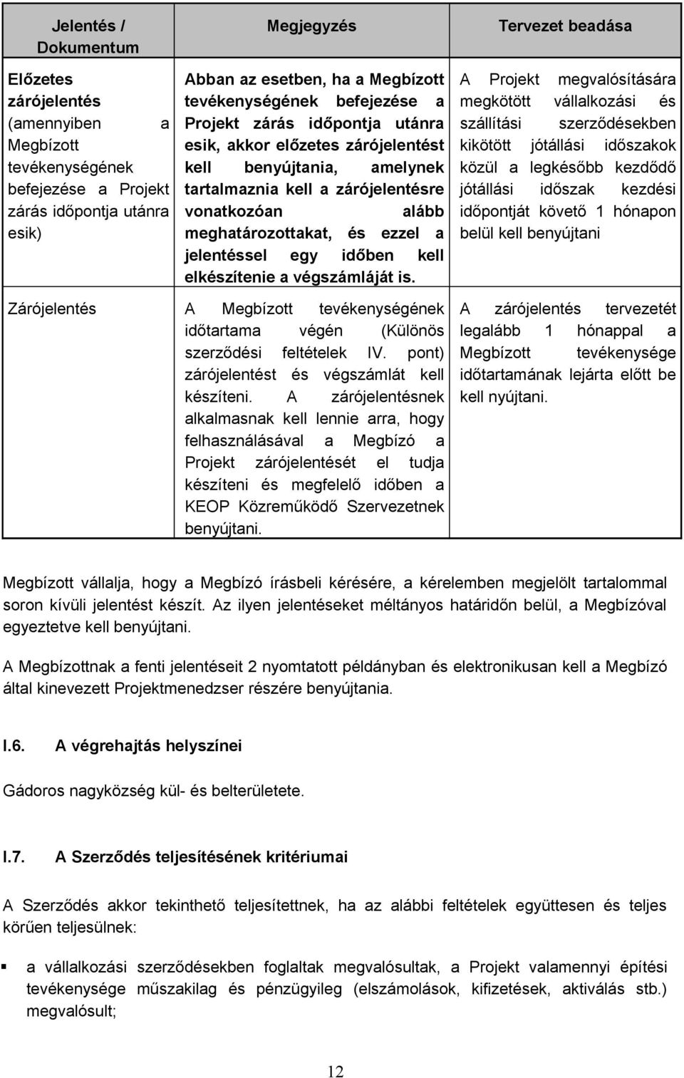 ezzel a jelentéssel egy időben kell elkészítenie a végszámláját is. A Megbízott tevékenységének időtartama végén (Különös szerződési feltételek IV. pont) zárójelentést és végszámlát kell készíteni.