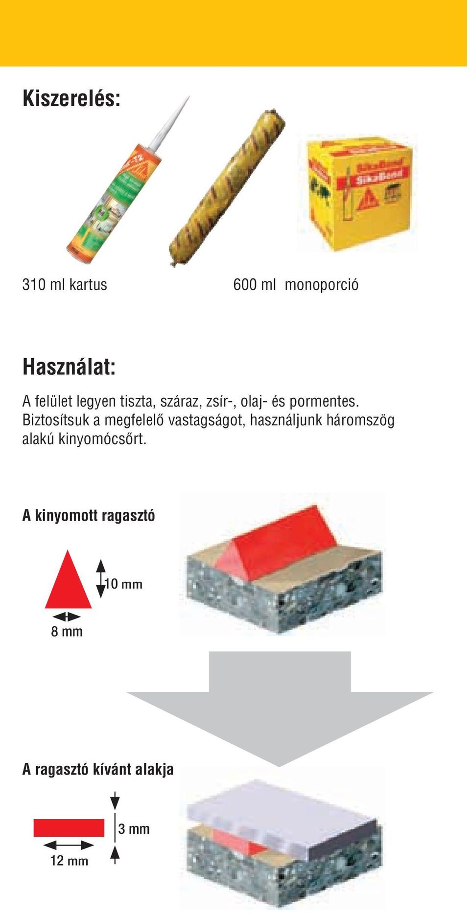 Biztosítsuk a megfelelő vastagságot, használjunk háromszög alakú