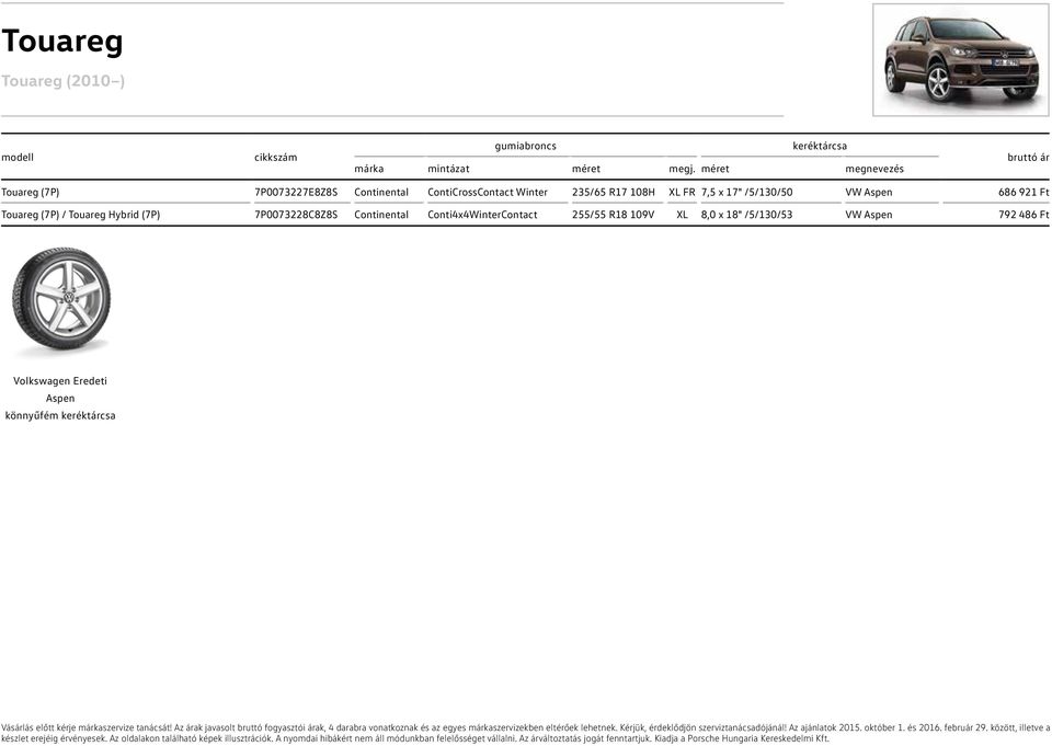 Aspen 686 921 Ft Touareg (7P) / Touareg Hybrid (7P) 7P0073228C8Z8S