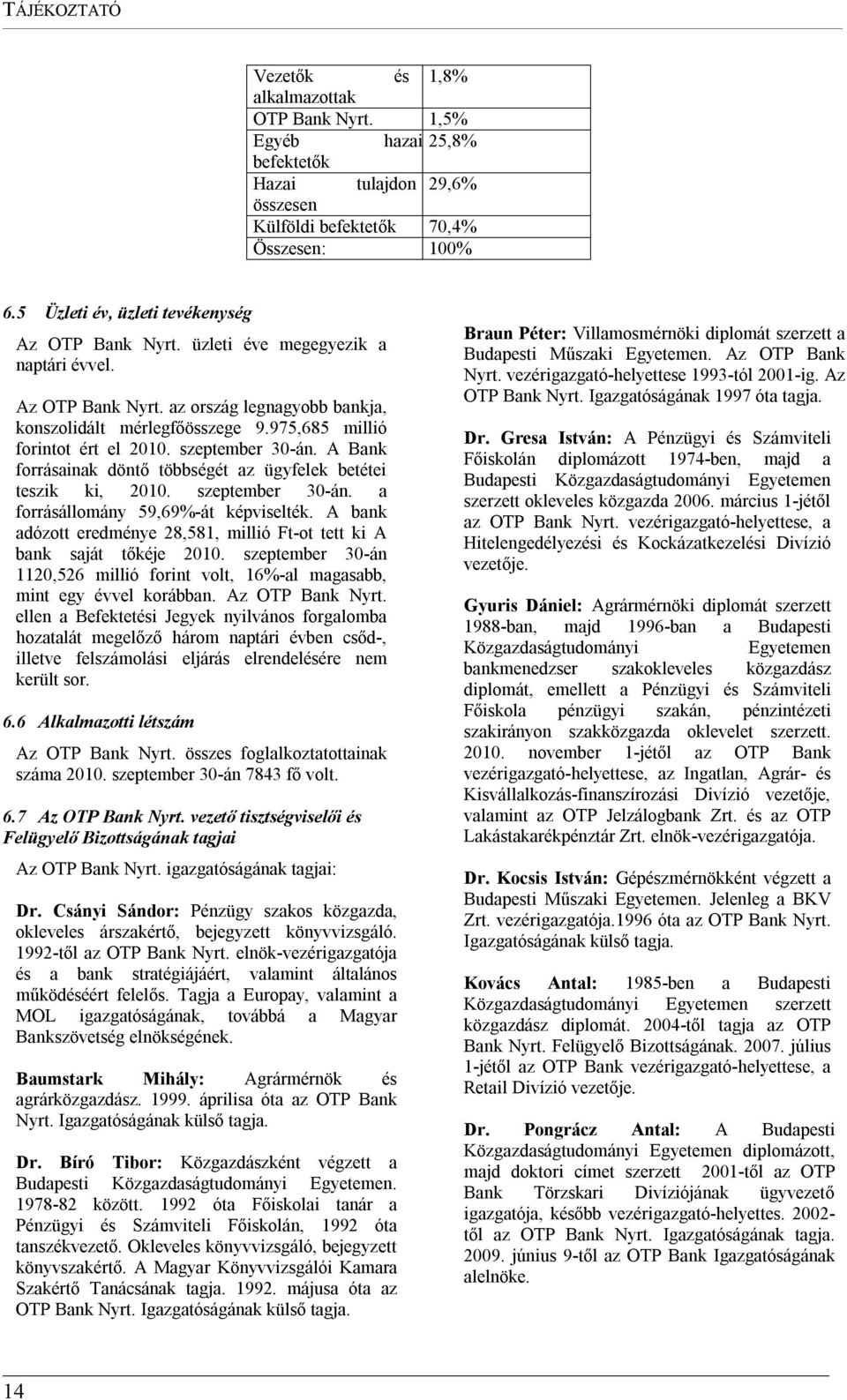 975,685 millió forintot ért el 2010. szeptember 30-án. A Bank forrásainak döntő többségét az ügyfelek betétei teszik ki, 2010. szeptember 30-án. a forrásállomány 59,69%-át képviselték.