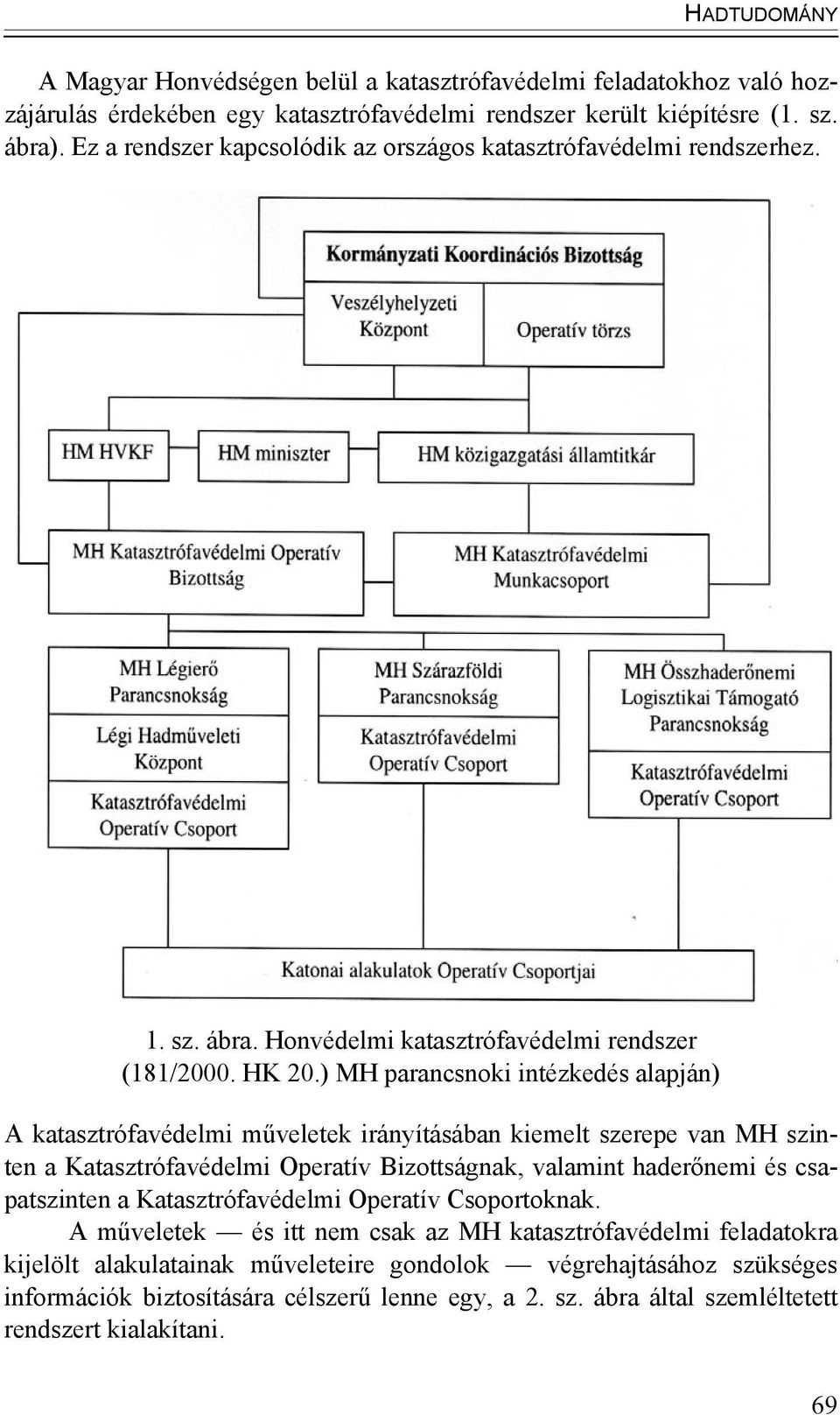 ) MH parancsnoki intézkedés alapján) A katasztrófavédelmi műveletek irányításában kiemelt szerepe van MH szinten a Katasztrófavédelmi Operatív Bizottságnak, valamint haderőnemi és csapatszinten a