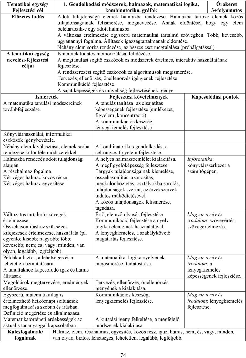 A változás értelmezése egyszerű matematikai tartalmú szövegben. Több, kevesebb, ugyanannyi fogalma. Állítások igazságtartalmának eldöntése.