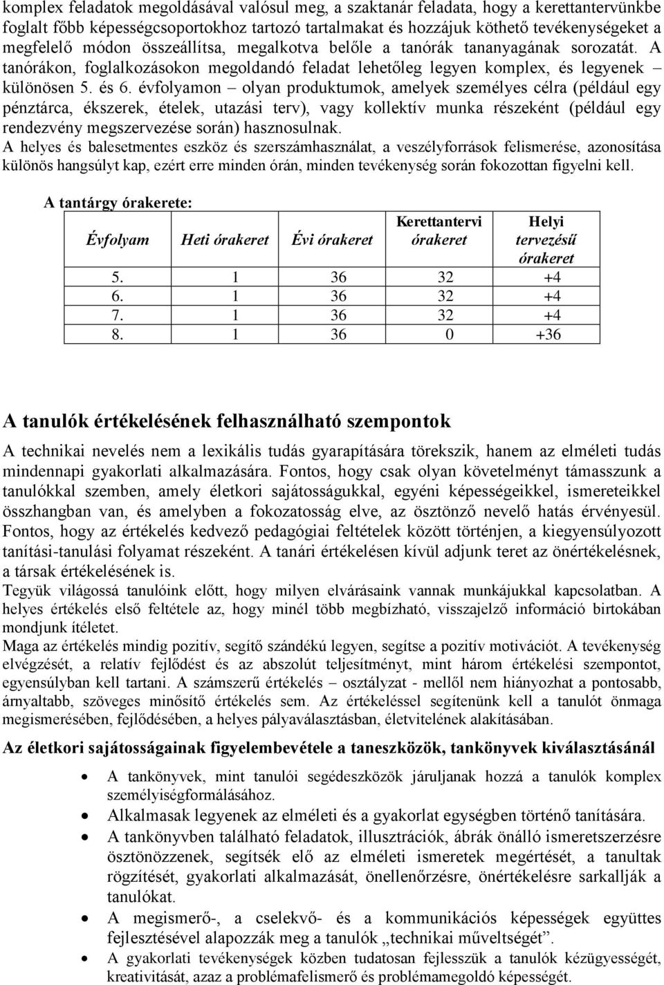 évfolyamon olyan produktumok, amelyek személyes célra (például egy pénztárca, ékszerek, ételek, utazási terv), vagy kollektív munka részeként (például egy rendezvény megszervezése során) hasznosulnak.