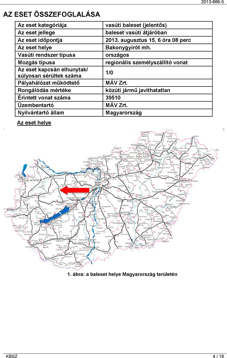 Vasúti rendszer típusa országos Mozgás típusa regionális személyszállító vonat Az eset kapcsán elhunytak/ súlyosan sérültek száma 1/0