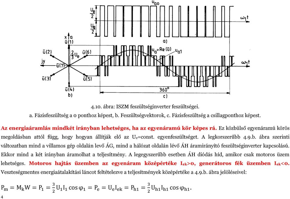 A legkorszerűbb 4.9.b. ábra szerinti változatban mind a villamos gép oldalán levő ÁG, mind a hálózat oldalán lévő ÁH áramirányító feszültséginverter kapcsolású.