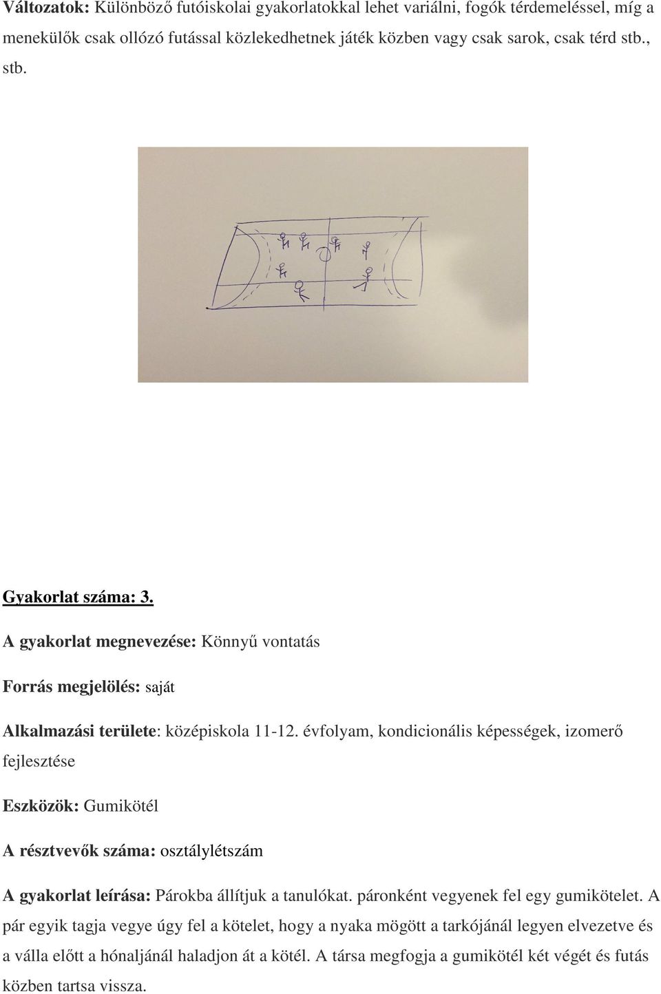 évfolyam, kondicionális képességek, izomerő fejlesztése Eszközök: Gumikötél A gyakorlat leírása: Párokba állítjuk a tanulókat. páronként vegyenek fel egy gumikötelet.