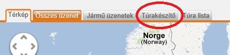 A GoWebEye Monitor felületére érkezve kiválasztja a Túrakészítő felületet, rákattintva az ugyanilyen nevű fülre, amely a Google térkép fölött található a negyedik pozícióban: 16.
