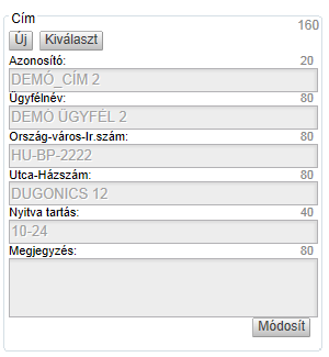 A Kiválaszt gomb használata Mivel több tevékenységnek lehet ugyanaz a megbízója vagy ugyanarra a címre szólhat és a tárgya is lehet ugyanaz, ezért a hiba elkerülése érdekében a rendszer eltárolja a