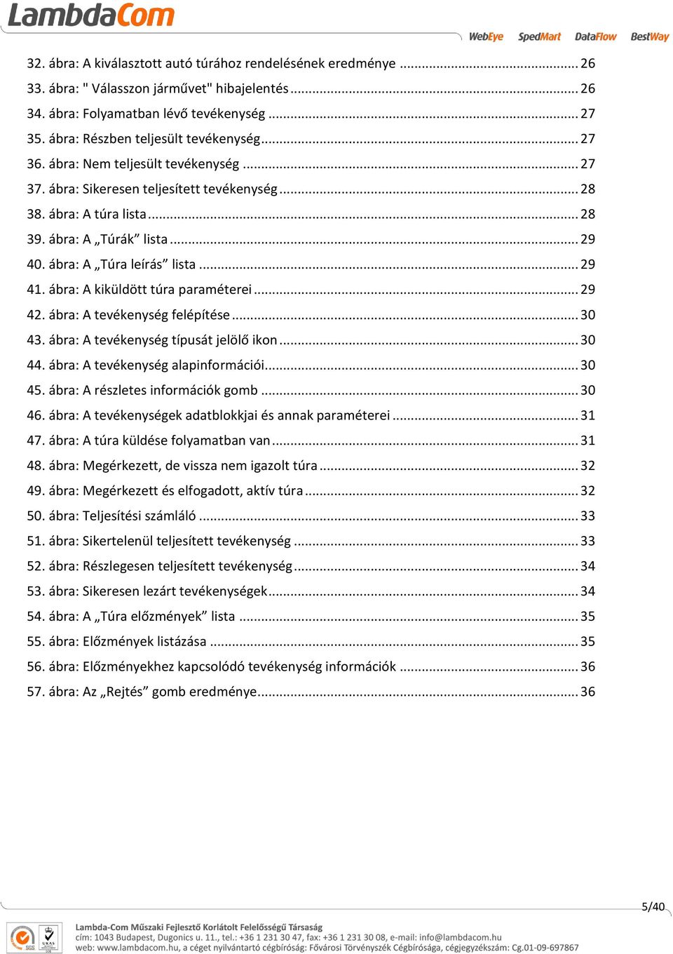 ábra: A Túra leírás lista... 29 41. ábra: A kiküldött túra paraméterei... 29 42. ábra: A tevékenység felépítése... 30 43. ábra: A tevékenység típusát jelölő ikon... 30 44.