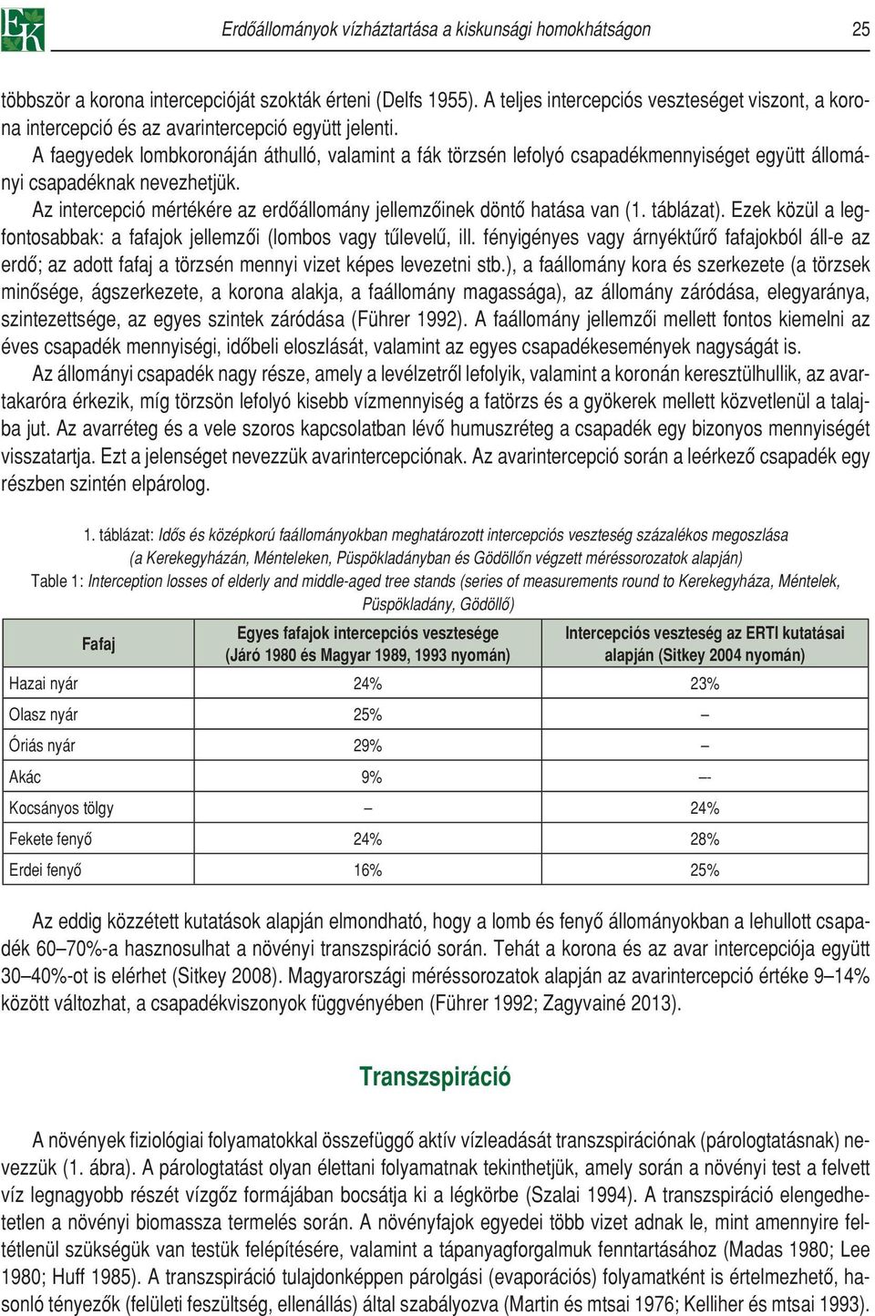 A faegyedek lombkoronáján áthulló, valamint a fák törzsén lefolyó csapadékmennyiséget együtt állományi csapadéknak nevezhetjük.