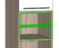 18 4. Lecke: Konyha tervezés Válassza az egy Vízszintes osztást, mely 0.28m-re helyezkedjen el a zóna tetejétől, valamint állítsa a Rázáródó front igazítása beállítást a Polc aljához.