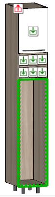 4. Lecke: Konyha tervezés 21 Az üres terület zöld szaggatott körvonalat kap az előnézetben, így létrehozhat bele fiókot. Válassza az Egy fiók fronttal típust. Lépjen tovább a Fiók elem fülre.