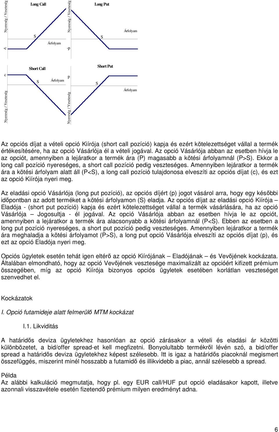 Az opció Vásárlója abban az esetben hívja le az opciót, amennyiben a lejáratkor a termék ára (P) magasabb a kötési árfolyamnál (P>S).