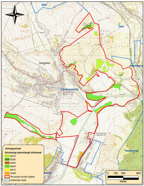 7. ábra: A tervezési terület közösségi jelentőségű (Natura) élőhelytérképe (2014).