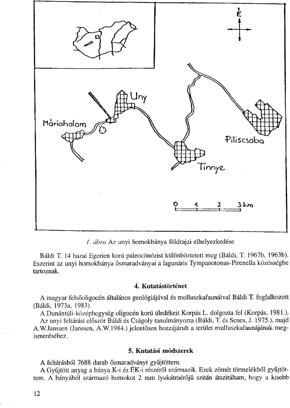 foglalkozott (Báldi, 1973a, 1983). A Dunántúli-középhegység oligocén korú üledékeit Korpás L. dolgozta fel (Korpás, 1981.). Az unyi feltárást először Báldi és Cságoly tanulmányozta (Báldi, T.