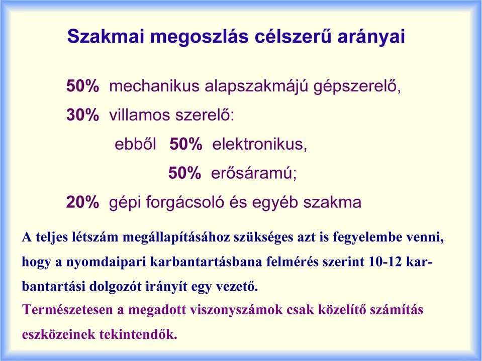 .. A teljes létszám megállapításához szükséges azt is fegyelembe venni, hogy a nyomdaipari karbantartásbana