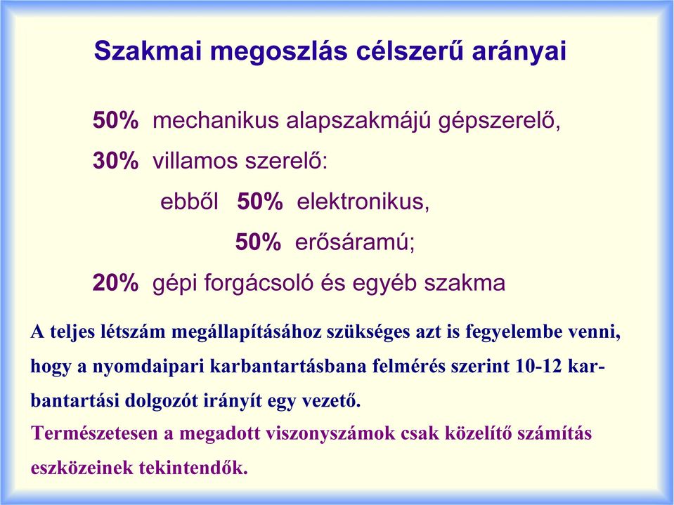 .. A teljes létszám megállapításához szükséges azt is fegyelembe venni, hogy a nyomdaipari karbantartásbana