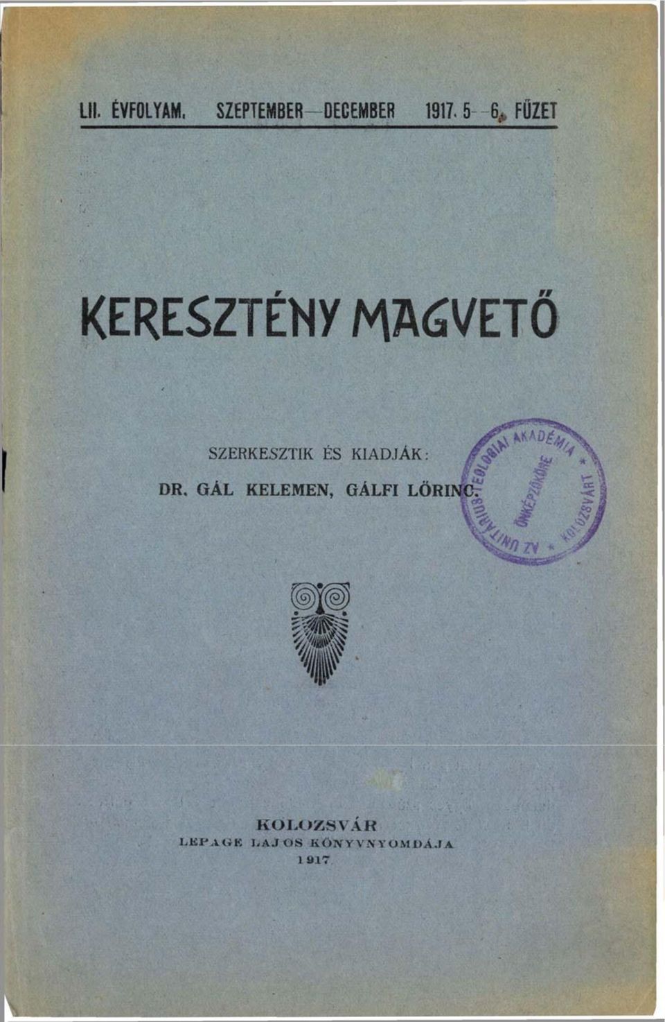 FŰZET KERESZTÉNY MAGVETŐ K O