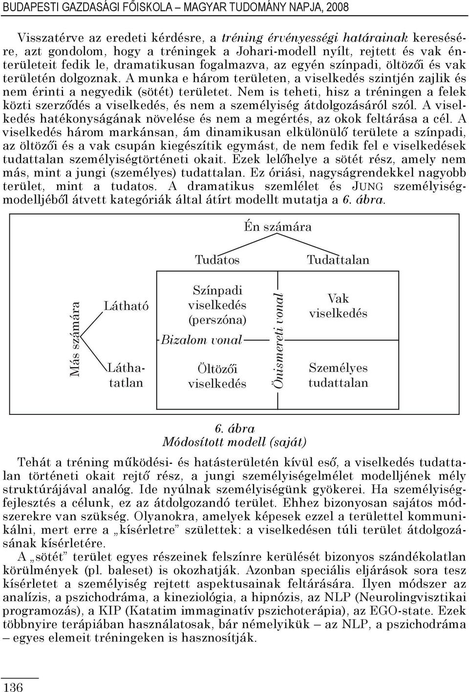 A munka e három területen, a viselkedés szintjén zajlik és nem érinti a negyedik (sötét) területet.