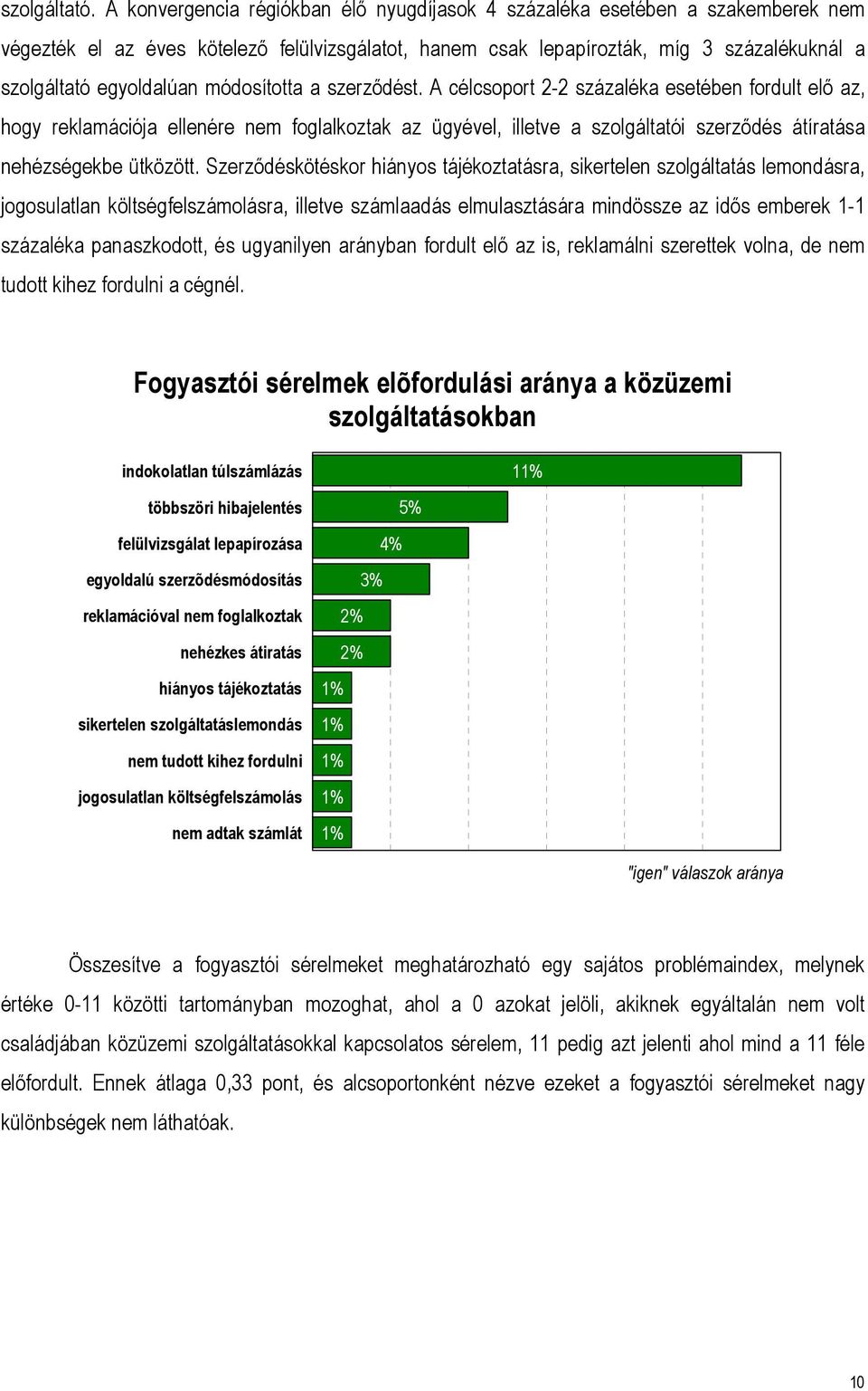 módosította a szerződést. A célcsoport 2-2 százaléka esetében fordult elő az, hogy reklamációja ellenére nem foglalkoztak az ügyével, illetve a szolgáltatói szerződés átíratása nehézségekbe ütközött.