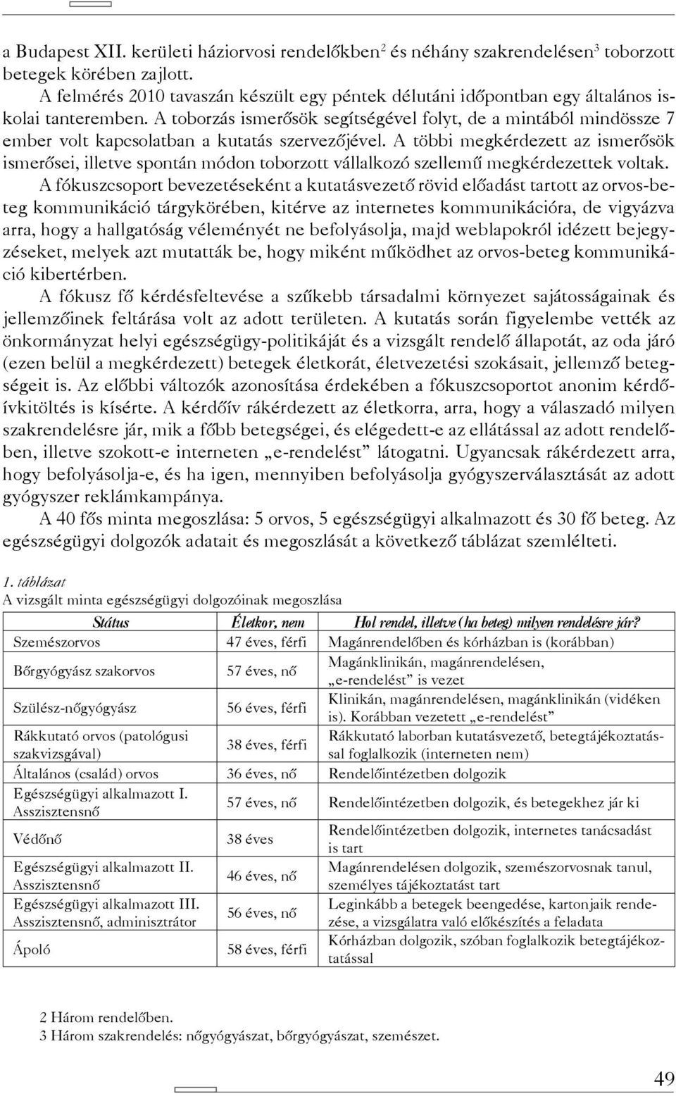 A toborzás ismerősök segítségével folyt, de a mintából mindössze 7 ember volt kapcsolatban a kutatás szervezőjével.