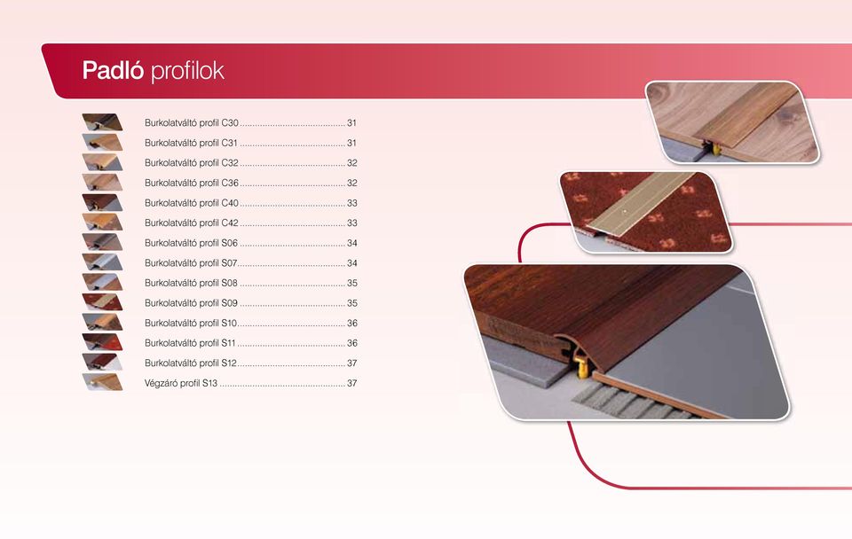 .. 33 Burkolatváltó profil S06... 34 Burkolatváltó profil S07... 34 Burkolatváltó profil S08.