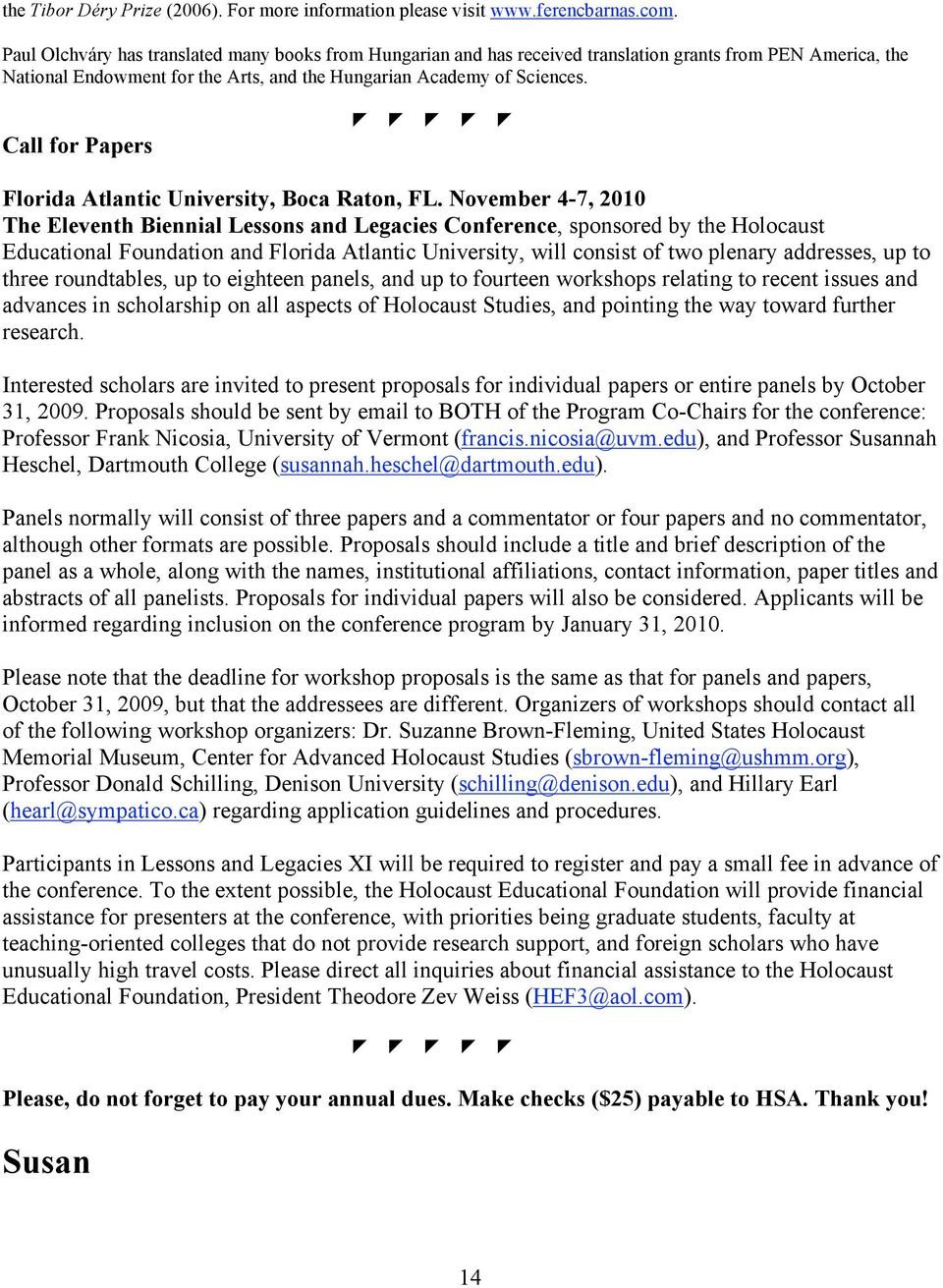 Call for Papers Florida Atlantic University, Boca Raton, FL.
