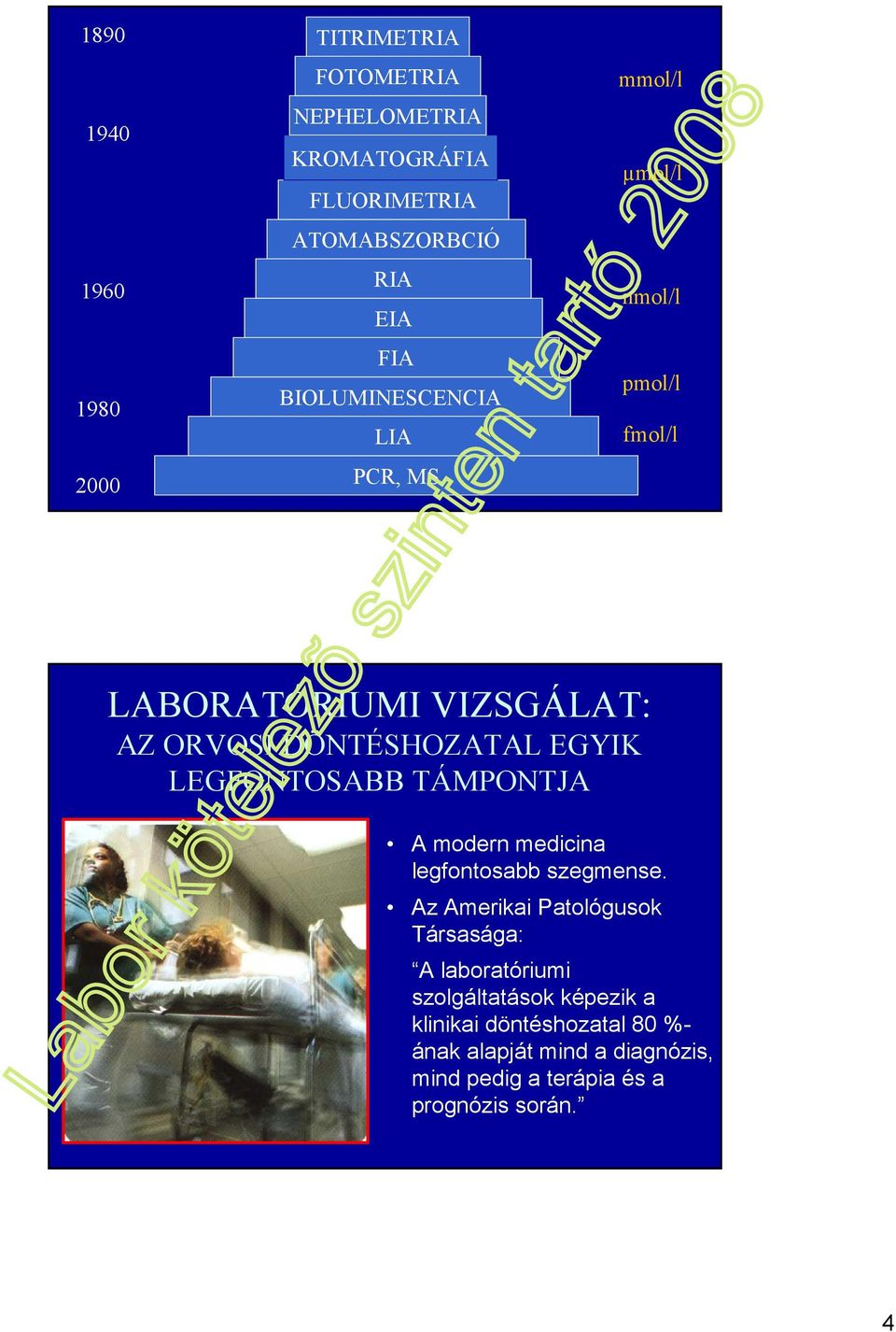 LEGFONTOSABB TÁMPONTJA A modern medicina legfontosabb szegmense.