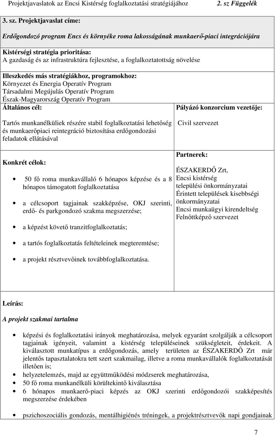 foglalkoztatottság növelése Illeszkedés más stratégiákhoz, programokhoz: Környezet és Energia Operatív Program Társadalmi Megújulás Operatív Program Észak-Magyarország Operatív Program Általános cél: