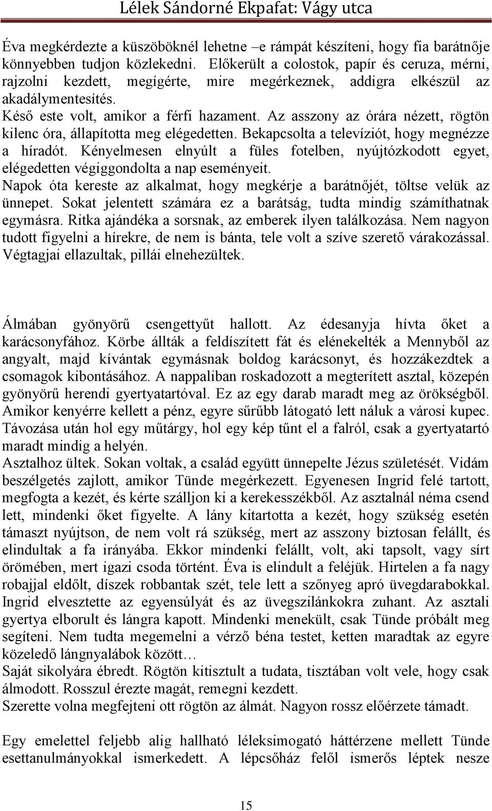 Az asszony az órára nézett, rögtön kilenc óra, állapította meg elégedetten. Bekapcsolta a televíziót, hogy megnézze a híradót.