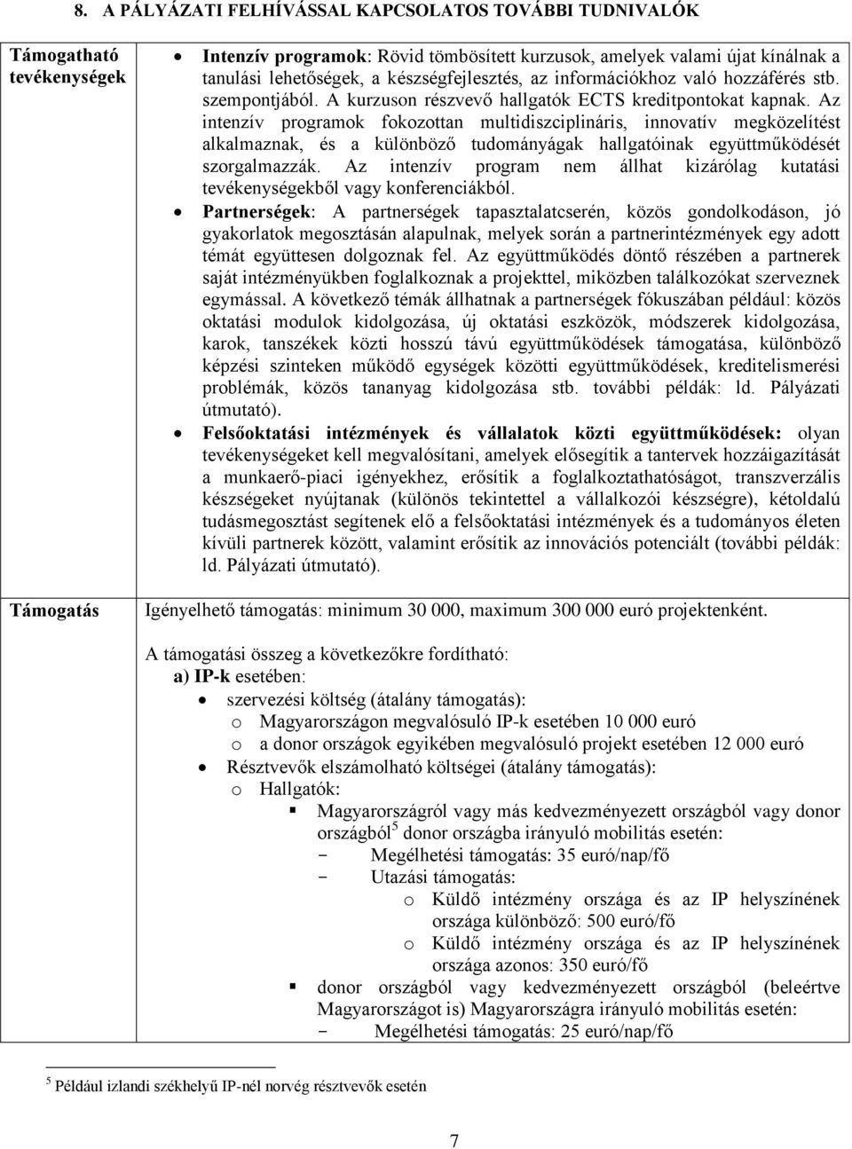 Az intenzív programok fokozottan multidiszciplináris, innovatív megközelítést alkalmaznak, és a különböző tudományágak hallgatóinak együttműködését szorgalmazzák.