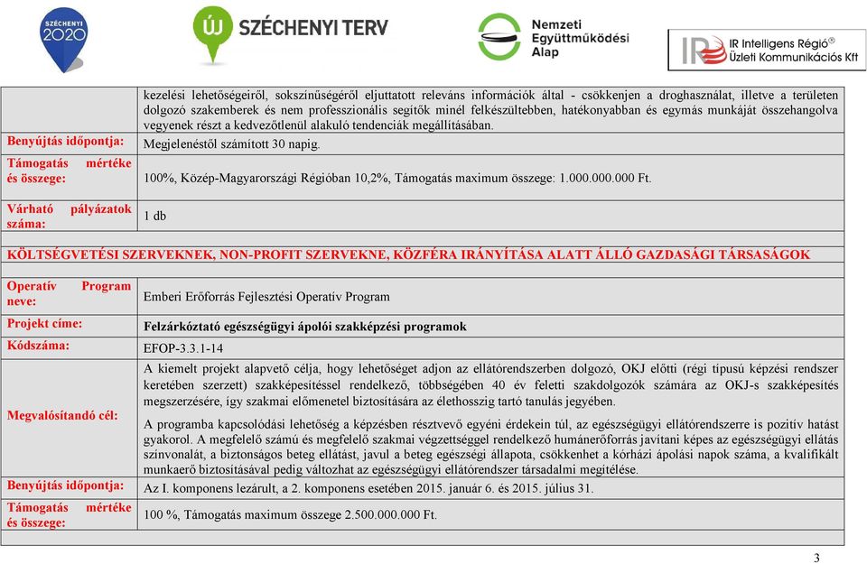 100%, Közép-Magyarországi Régióban 10,2%, Támogatás maximum összege: 1.000.000.000 Ft.