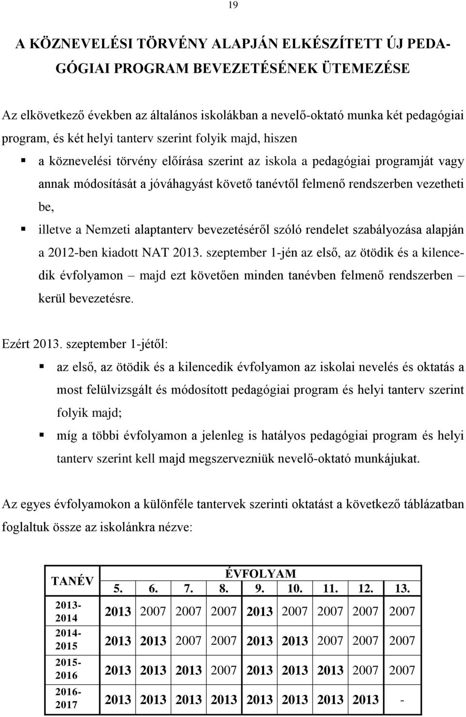 illetve a Nemzeti alaptanterv bevezetéséről szóló rendelet szabályozása alapján a 2012-ben kiadott NAT 2013.