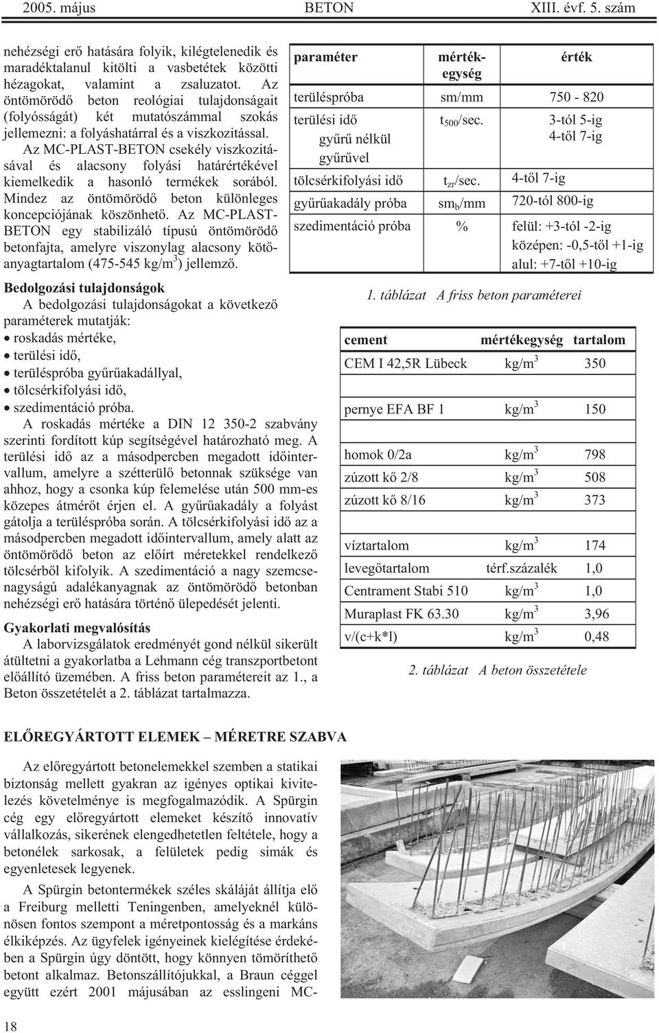 Az MC-PLAST-BETON csekély viszkozitásával és alacsony folyási határértékével kiemelkedik a hasonló termékek sorából. Mindez az öntömöröd beton különleges koncepciójának köszönhet.