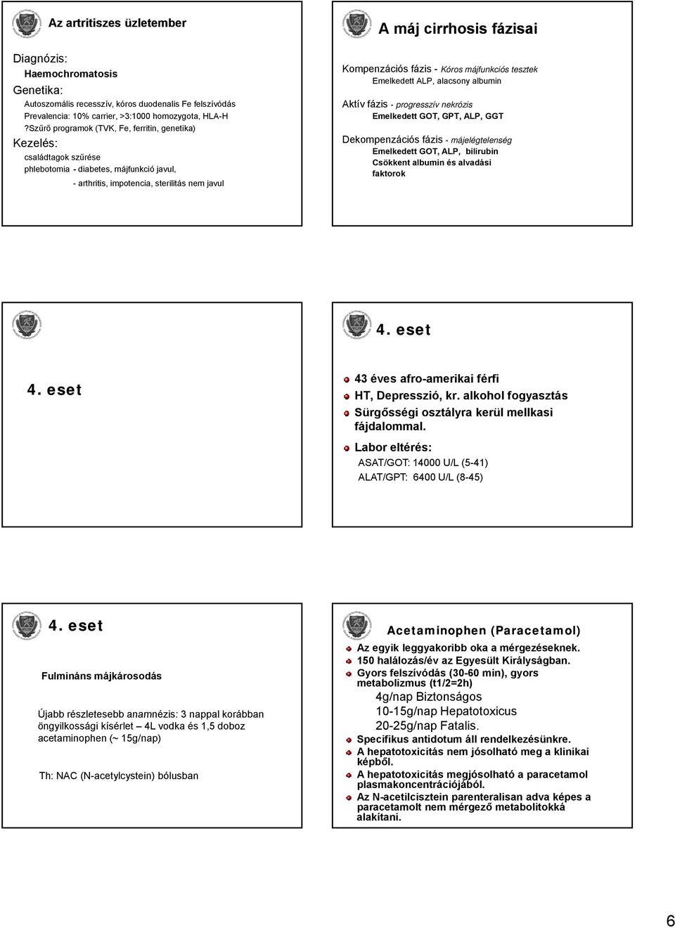 fázis - Kóros májfunkciós tesztek Emelkedett ALP, alacsony albumin Aktív fázis - progresszív nekrózis Emelkedett GOT, GPT, ALP, GGT Dekompenzációs fázis - májelégtelenség Emelkedett GOT, ALP,