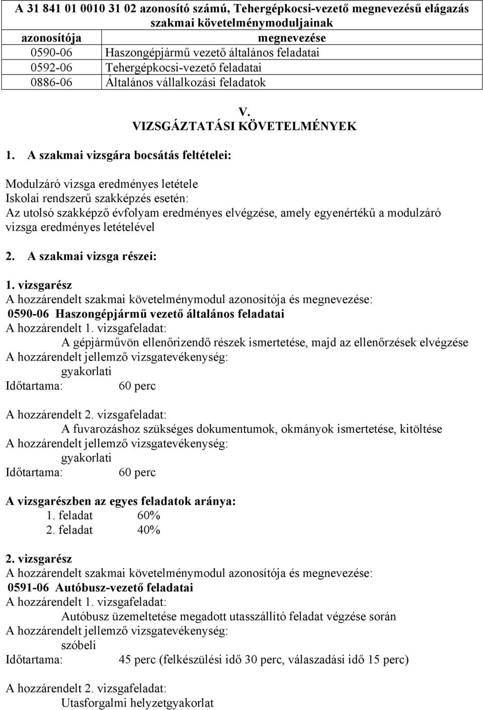 VIZSGÁZTATÁSI KÖVETELMÉNYEK Modulzáró vizsga eredményes letétele Iskolai rendszerű szakképzés esetén: Az utolsó szakképző évfolyam eredményes elvégzése, amely egyenértékű a modulzáró vizsga