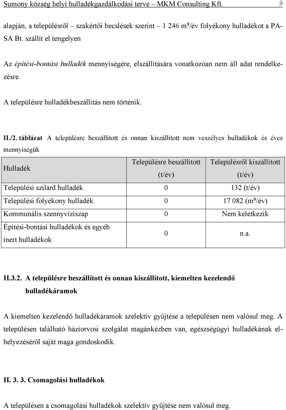 táblázat A településre beszállított és onnan kiszállított nem veszélyes hulladékok és éves mennyiségük Hulladék Településre beszállított Településről kiszállított (t/év) (t/év) Települési szilárd