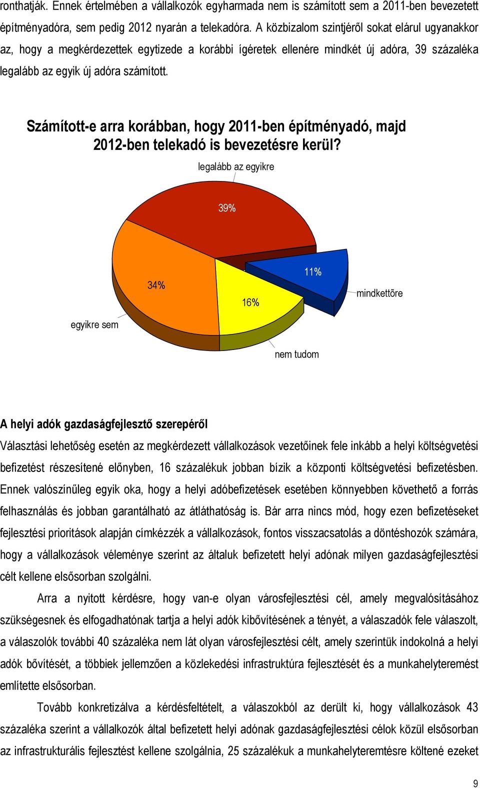 Számított-e arra korábban, hogy 2011-ben építményadó, majd 2012-ben telekadó is bevezetésre kerül?