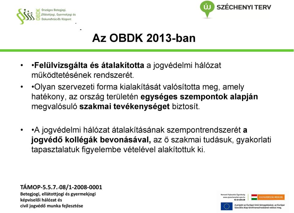 szempontok alapján megvalósuló szakmai tevékenységet biztosít.