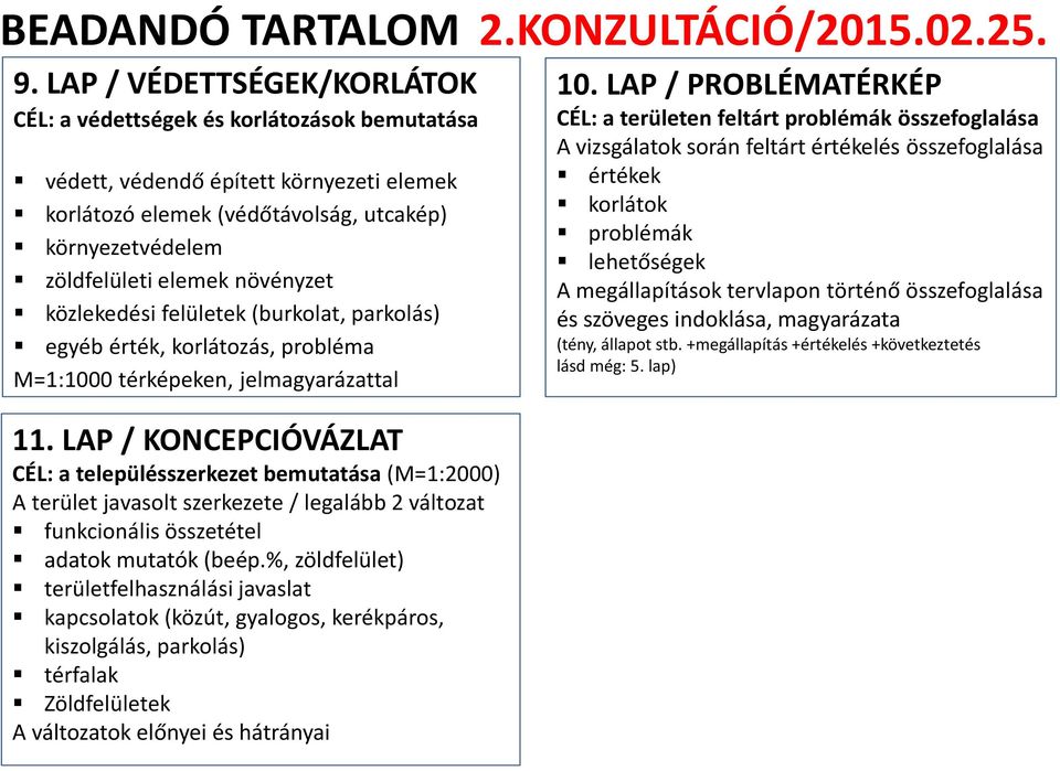 növényzet közlekedési felületek (burkolat, parkolás) egyéb érték, korlátozás, probléma M=1:1000 térképeken, jelmagyarázattal 11.