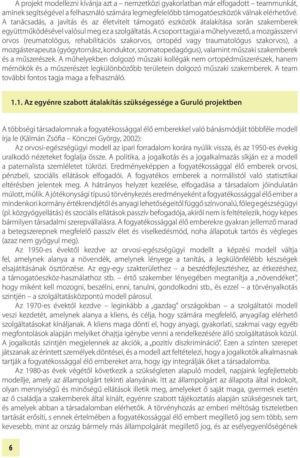 A csoport tagjai a műhelyvezető, a mozgásszervi orvos (reumatológus, rehabilitációs szakorvos, ortopéd vagy traumatológus szakorvos), a mozgásterapeuta (gyógytornász, konduktor, szomatopedagógus),