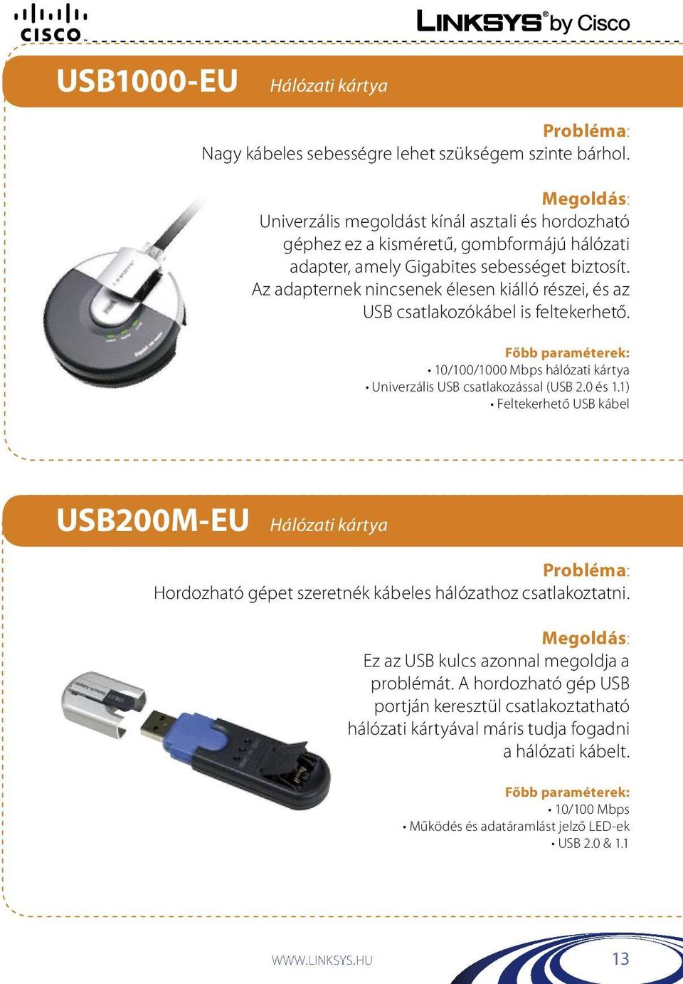 Az adapternek nincsenek élesen kiálló részei, és az USB csatlakozókábel is feltekerhető. 10/100/1000 Mbps hálózati kártya Univerzális USB csatlakozással (USB 2.0 és 1.